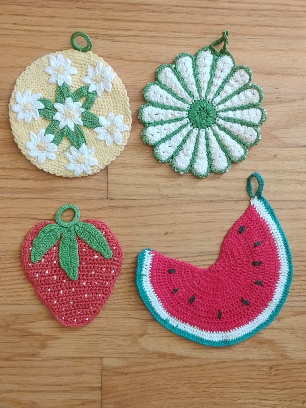 Vintage Handmade Trivets, Set of 4